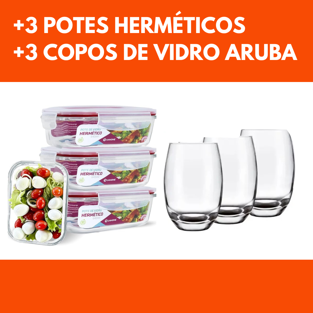 '+3 Potes Herméticos +3 Copos Aruba
